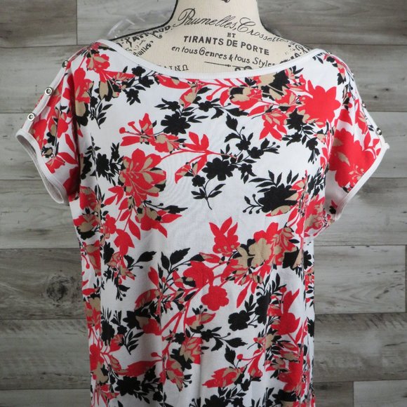 Evan‎ Picone* Women's Short Sleeve Crew Neck Pullover Blouse~ Size Large - Picture 1 of 11